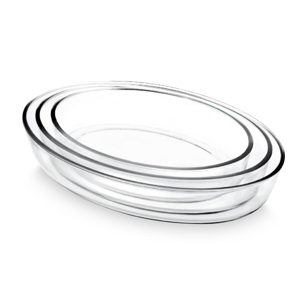 BANDEJAS DE VIDRIO OVALADA FAMA DE 3 PCS - Inverfin