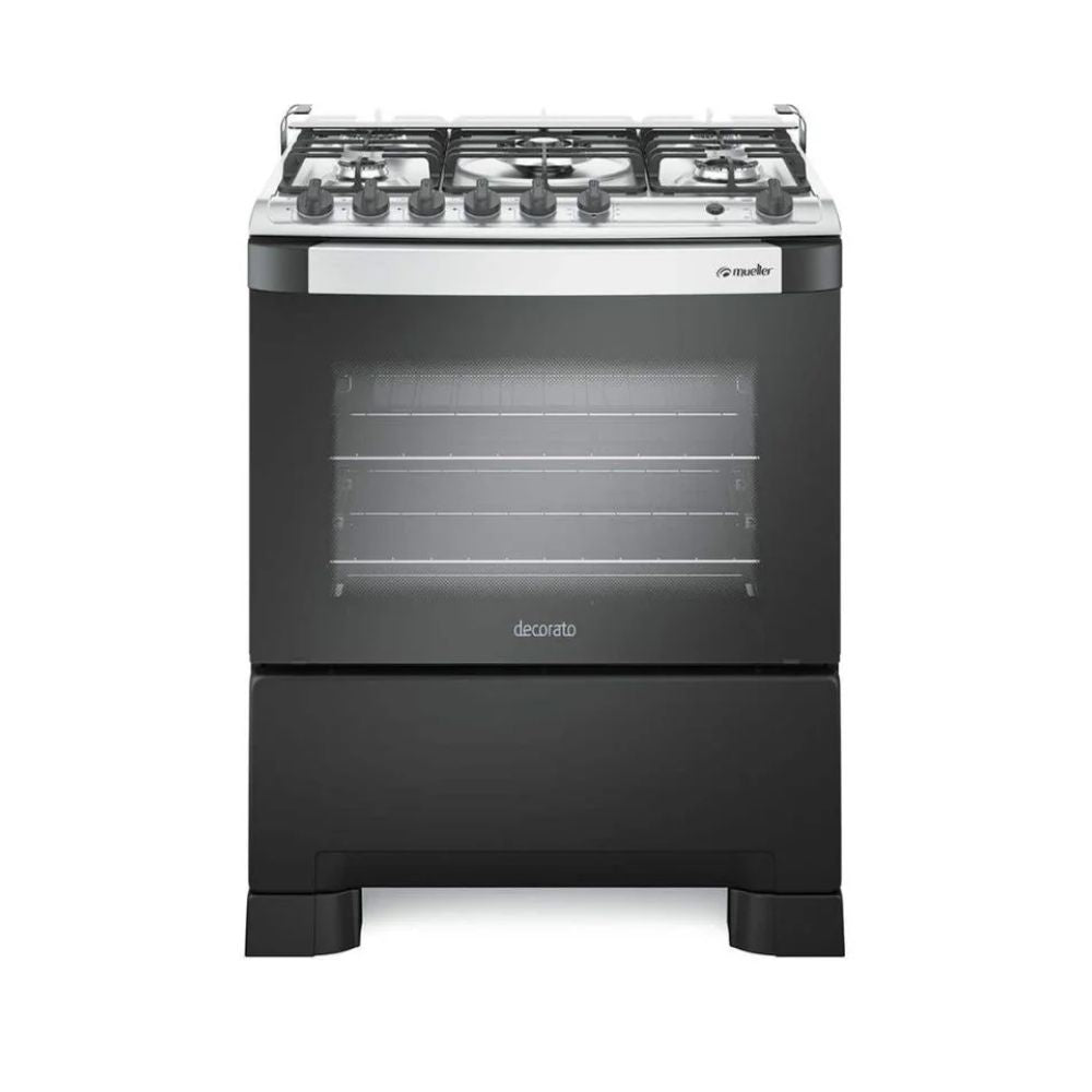 COCINA GAS MUELLER DECORATO GOURMET NEGR 5H