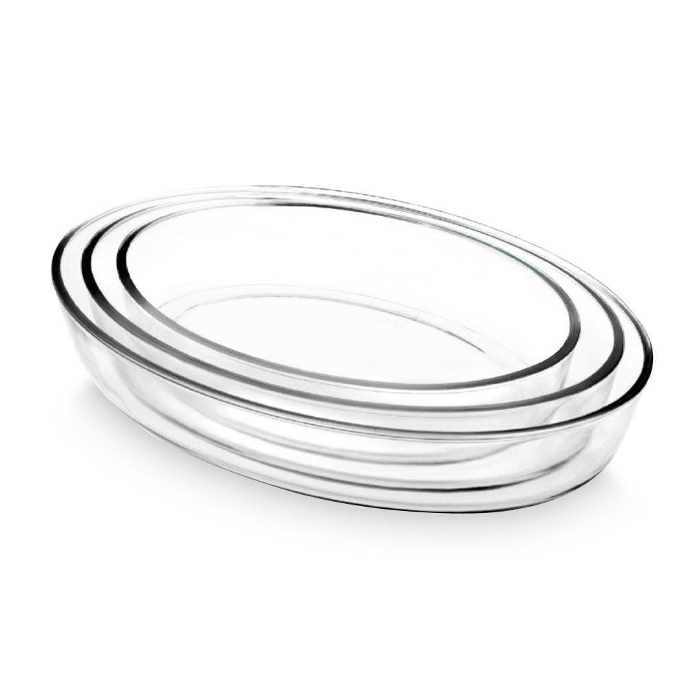 BANDEJAS DE VIDRIO OVALADA FAMA DE 3 PCS - Inverfin